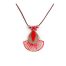 Collier hippie chic CieWenn composé d’un cordon, d’une goutte bronze, de perles rouges et bronze, et de pampilles aux formes variées rouges et taupe