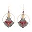 Boucles d'oreilles créoles Ciewenn bronze, rouges et noires composées d'un grand cercle, de perles, d'une feuille, d'une goutte et d'un micro macramé
