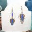 Boucles d'oreilles asymétriques CieWenn composées d'un cercle et d'une goutte bronze, de perles et de pampilles grises bleues cuivrées et bronzes