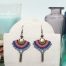 Boucles d'oreilles bohèmes CieWenn composées d'un micro macramé coloré tissé autour d’un cercle et décoré d'une goutte bronze et des jolies perles.